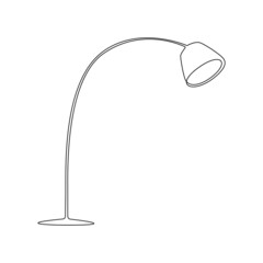 Aufkleber - Modern light lamp for home interior decorations of trendy loft style outline contour lines. Tall lantern and spotlight in simple linear silhouette. Doodle vector illustration