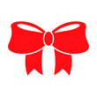 Bow Red Icon On White Background. Red Flat Style