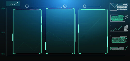Poster - Digital callouts titles. HUD UI GUI futuristic user interface screen elements set. High tech screen for video game. Sci-fi concept design Futuristic Vector HUD Interface Screen Design.
 