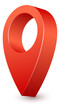Destination pointer. Map tag icon. Realistic red pin