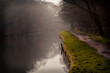 Misty morning on a the Leeds to Liverpool canal, Blackburn, Lancashire, England 