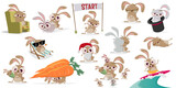 Fototapeta Pokój dzieciecy - large cartoon collection of a crazy rabbit