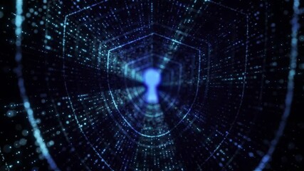 Aufkleber - Lock Icon of cyber security. Digital data network protection. High-speed connection data analysis. Technology data binary code network conveying. Future technology digital background concept. See Less