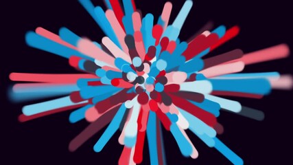 Poster - Bright flash from 3d render of cylinders scattering in different directions. Abstract futuristic inflorescence with digital holiday textures. Dynamic lighting lines.