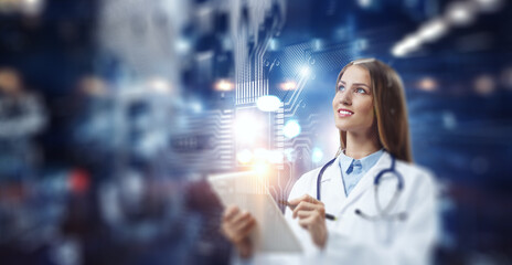 Wall Mural - innovative technologies in science and medicine . mixed media