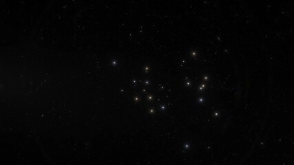 Wall Mural - Flying through the stars in space. Galaxy exploration through outer space towards glowing milky way galaxy.