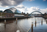 Newcastle Upon Tyne keyside and suspension bridge