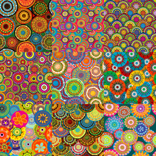 Set Of Nine Colorful Floral Patterns