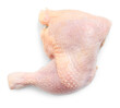 Raw chicken leg quarter isolated on white. Fresh meat
