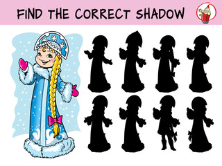 Wall Mural - Little snow maiden. Find the correct shadow