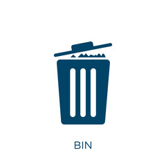 Poster - bin vector icon. garbage filled flat symbol for mobile concept and web design. Black clean glyph icon. Isolated sign, logo illustration. Vector graphics.