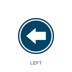 Aufkleber - left vector icon. arrow filled flat symbol for mobile concept and web design. Black up glyph icon. Isolated sign, logo illustration. Vector graphics.