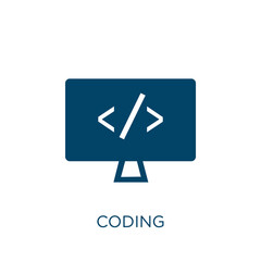 Poster - coding vector icon. development filled flat symbol for mobile concept and web design. Black computer glyph icon. Isolated sign, logo illustration. Vector graphics.