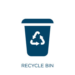 Poster - recycle bin vector icon. bin filled flat symbol for mobile concept and web design. Black recycle glyph icon. Isolated sign, logo illustration. Vector graphics.