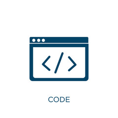 Poster - code vector icon. development filled flat symbol for mobile concept and web design. Black computer glyph icon. Isolated sign, logo illustration. Vector graphics.