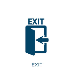 Poster - exit vector icon. door filled flat symbol for mobile concept and web design. Black arrow glyph icon. Isolated sign, logo illustration. Vector graphics.