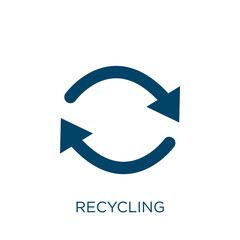 Poster - recycling vector icon. eco filled flat symbol for mobile concept and web design. Black arrow glyph icon. Isolated sign, logo illustration. Vector graphics.