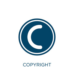 Poster - copyright vector icon. legal filled flat symbol for mobile concept and web design. Black business glyph icon. Isolated sign, logo illustration. Vector graphics.