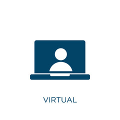 Poster - virtual vector icon. technology filled flat symbol for mobile concept and web design. black computer