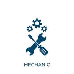 Poster - mechanic vector icon. repair filled flat symbol for mobile concept and web design. Black auto glyph icon. Isolated sign, logo illustration. Vector graphics.