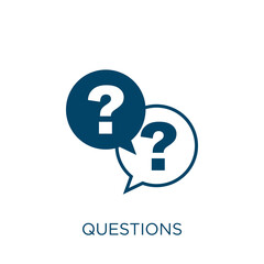 Poster - questions vector icon. support filled flat symbol for mobile concept and web design. Black question glyph icon. Isolated sign, logo illustration. Vector graphics.