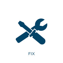 Poster - fix vector icon. repair filled flat symbol for mobile concept and web design. Black tool glyph icon. Isolated sign, logo illustration. Vector graphics.