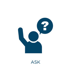 Poster - ask vector icon. answer filled flat symbol for mobile concept and web design. black problem glyph ic