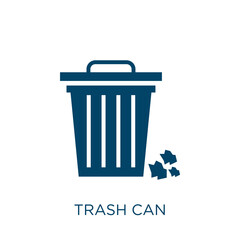 Poster - trash can vector icon. bin filled flat symbol for mobile concept and web design. Black can glyph icon. Isolated sign, logo illustration. Vector graphics.