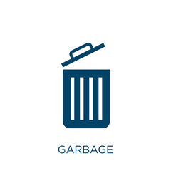 Poster - garbage vector icon. button filled flat symbol for mobile concept and web design. Black can glyph icon. Isolated sign, logo illustration. Vector graphics.