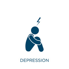 Poster - depression vector icon. people filled flat symbol for mobile concept and web design. Black problem glyph icon. Isolated sign, logo illustration. Vector graphics.