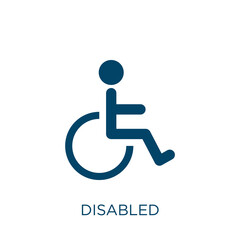 Poster - disabled vector icon. wheelchair filled flat symbol for mobile concept and web design. Black disability glyph icon. Isolated sign, logo illustration. Vector graphics.