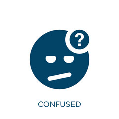 Poster - confused vector icon. person filled flat symbol for mobile concept and web design. Black thinking glyph icon. Isolated sign, logo illustration. Vector graphics.