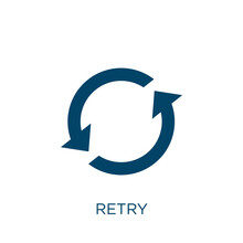 Retry Vector Icon. Internet Filled Flat Symbol For Mobile Concept And Web Design. Black Technology Glyph Icon. Isolated Sign, Logo Illustration. Vector Graphics.