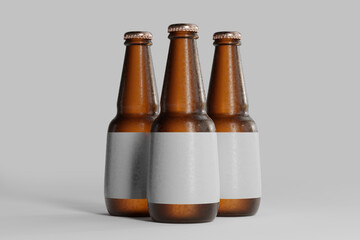 Wall Mural - Cold Beer Bottle with Blank Label