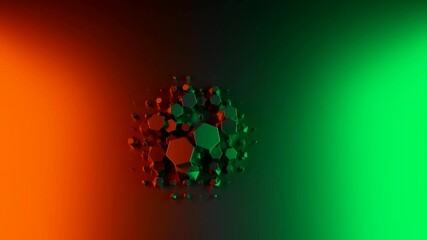 Poster - Abstract 3D geometric shape of big and small hexagons crawling under the gradient surface. Design. Concept of trypophobia.