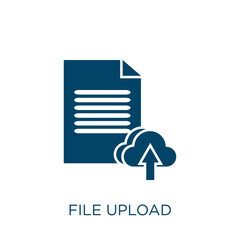 Poster - file upload vector icon. data filled flat symbol for mobile concept and web design. Black upload glyph icon. Isolated sign, logo illustration. Vector graphics.