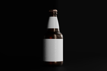 Canvas Print - Cold Beer Bottle with a Blank Label