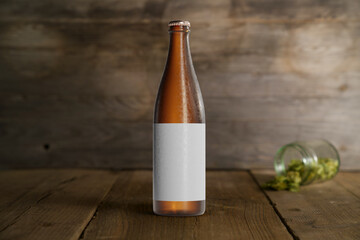 Wall Mural - Cold Beer Bottle with Blank Label