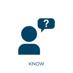 Poster - know vector icon. knowledge filled flat symbol for mobile concept and web design. Black information glyph icon. Isolated sign, logo illustration. Vector graphics.