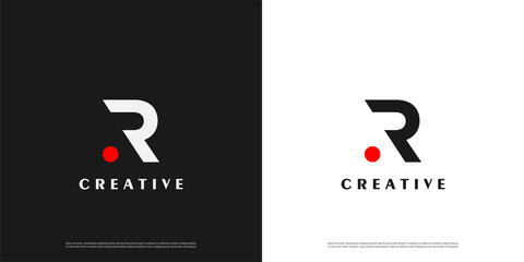 letter r abstract with dot logo icon abstract design template elements