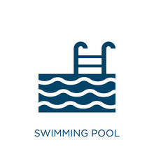 Swimming Pool Vector Icon. Pool Filled Flat Symbol For Mobile Concept And Web Design. Black Healthy Glyph Icon. Isolated Sign, Logo Illustration. Vector Graphics.