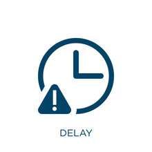 Delay Vector Icon. Delayed Filled Flat Symbol For Mobile Concept And Web Design. Black Timer Glyph Icon. Isolated Sign, Logo Illustration. Vector Graphics.