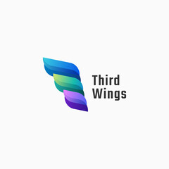 Wall Mural - Vector Logo Illustration Third Wings Gradient Colorful Style.