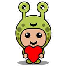 Cute Snail Animal Mascot Costume Character Vector Illustration Holding Love