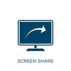 Poster - screen share vector icon. screen filled flat symbol for mobile concept and web design. black share g