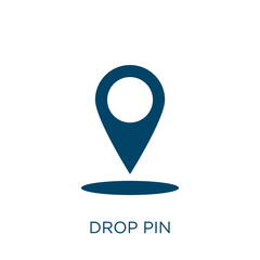 Poster - drop pin vector icon. pin filled flat symbol for mobile concept and web design. black drop glyph ico