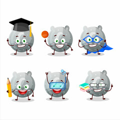 Wall Mural - School student of gray gummy candy G cartoon character with various expressions