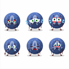 Sticker - Blue gummy candy A cartoon character with sad expression