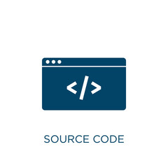 Poster - source code vector icon. software filled flat symbol for mobile concept and web design. Black source glyph icon. Isolated sign, logo illustration. Vector graphics.