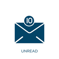Poster - unread vector icon. mail filled flat symbol for mobile concept and web design. Black letter glyph icon. Isolated sign, logo illustration. Vector graphics.